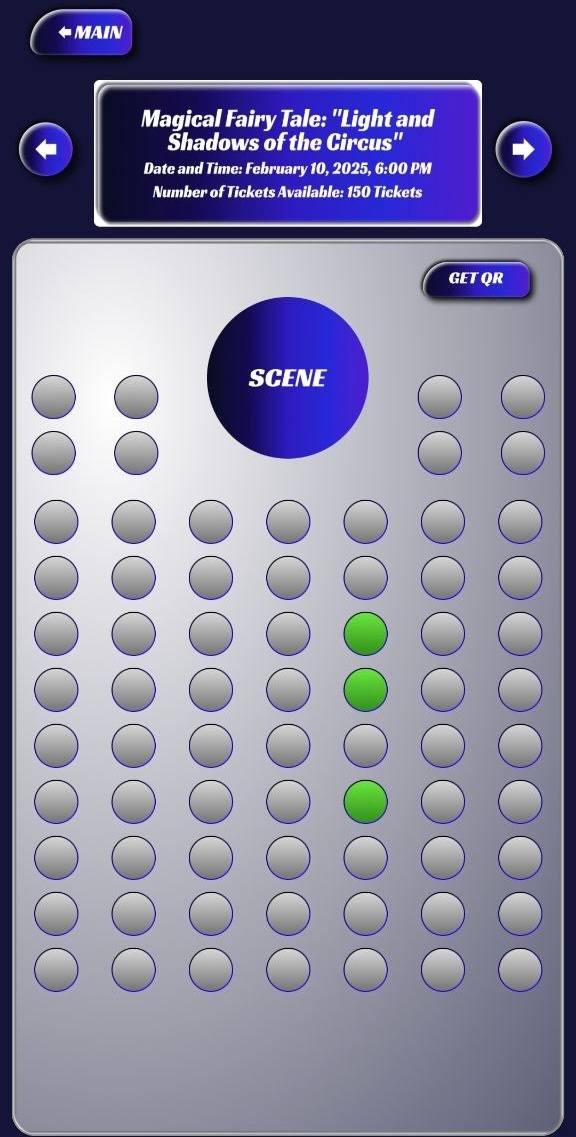 Ticket booking screen